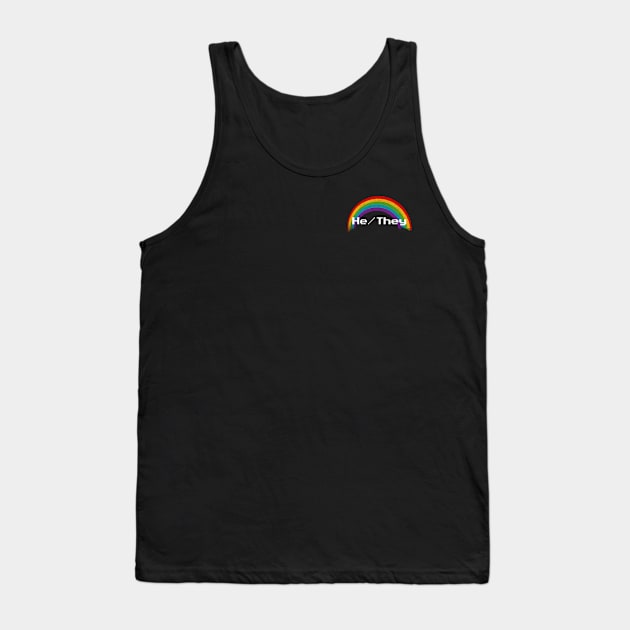 Rainbow Pronouns - He/They Tank Top by FindChaos